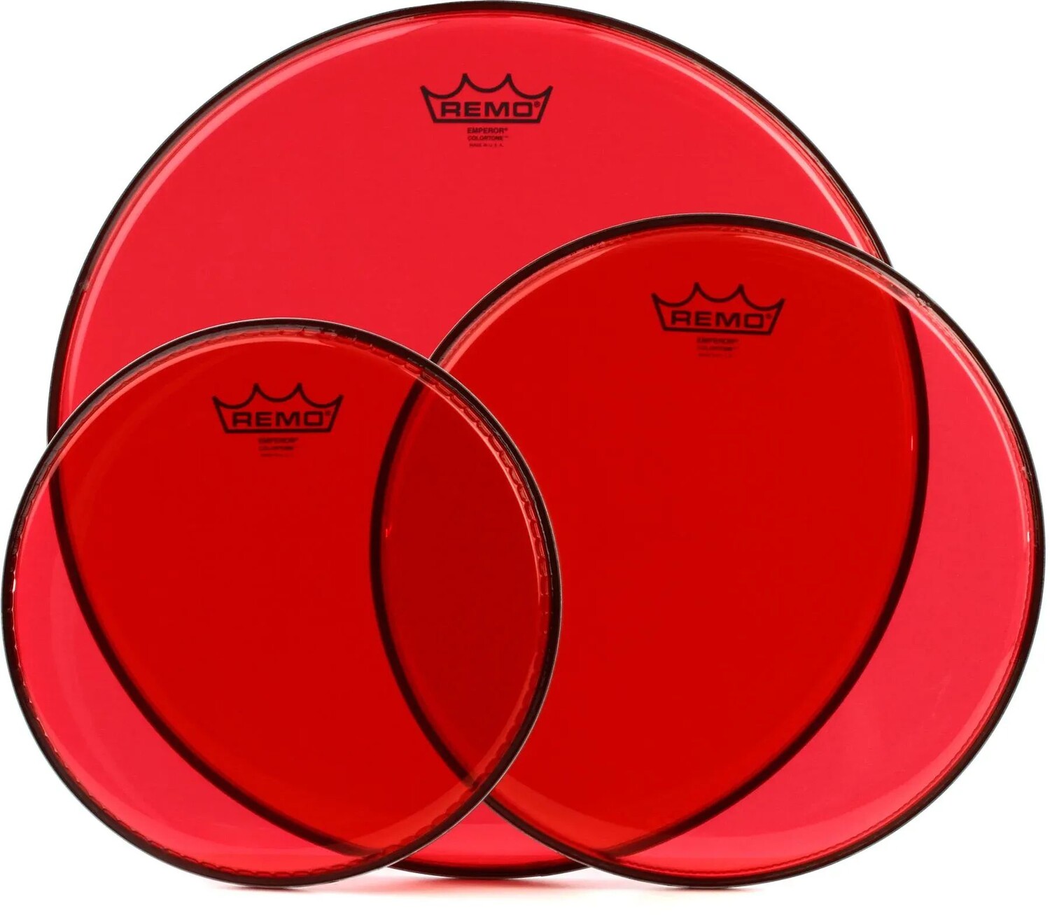 

Пакет Tom из трех предметов Remo Emperor Colortone Red — 10/12/16 дюймов