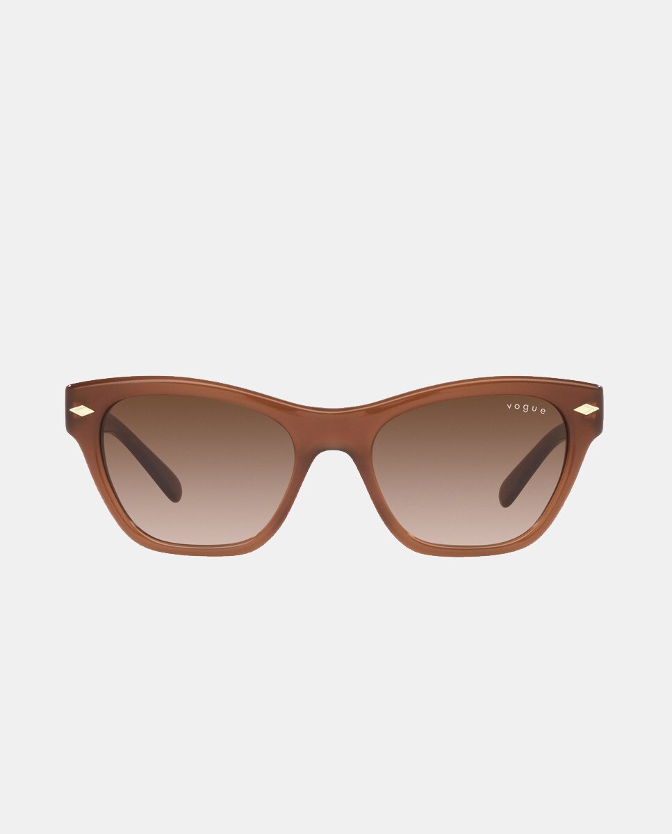 Женские солнцезащитные очки «кошачий глаз» из ацетата коричневого цвета Vogue, коричневый цена и фото