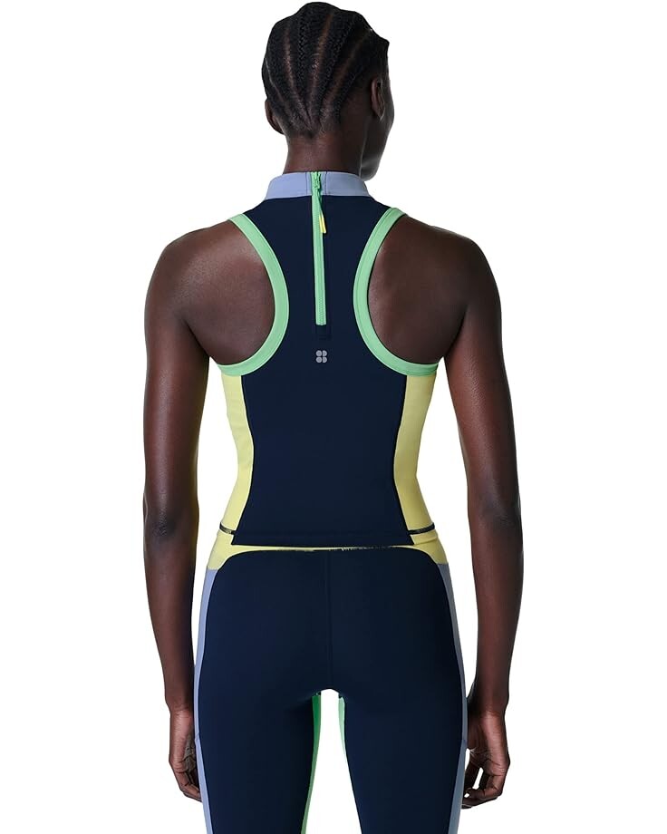 

Топ Sweaty Betty Power Zip Back Workout Tank Top, цвет Navy Blue A