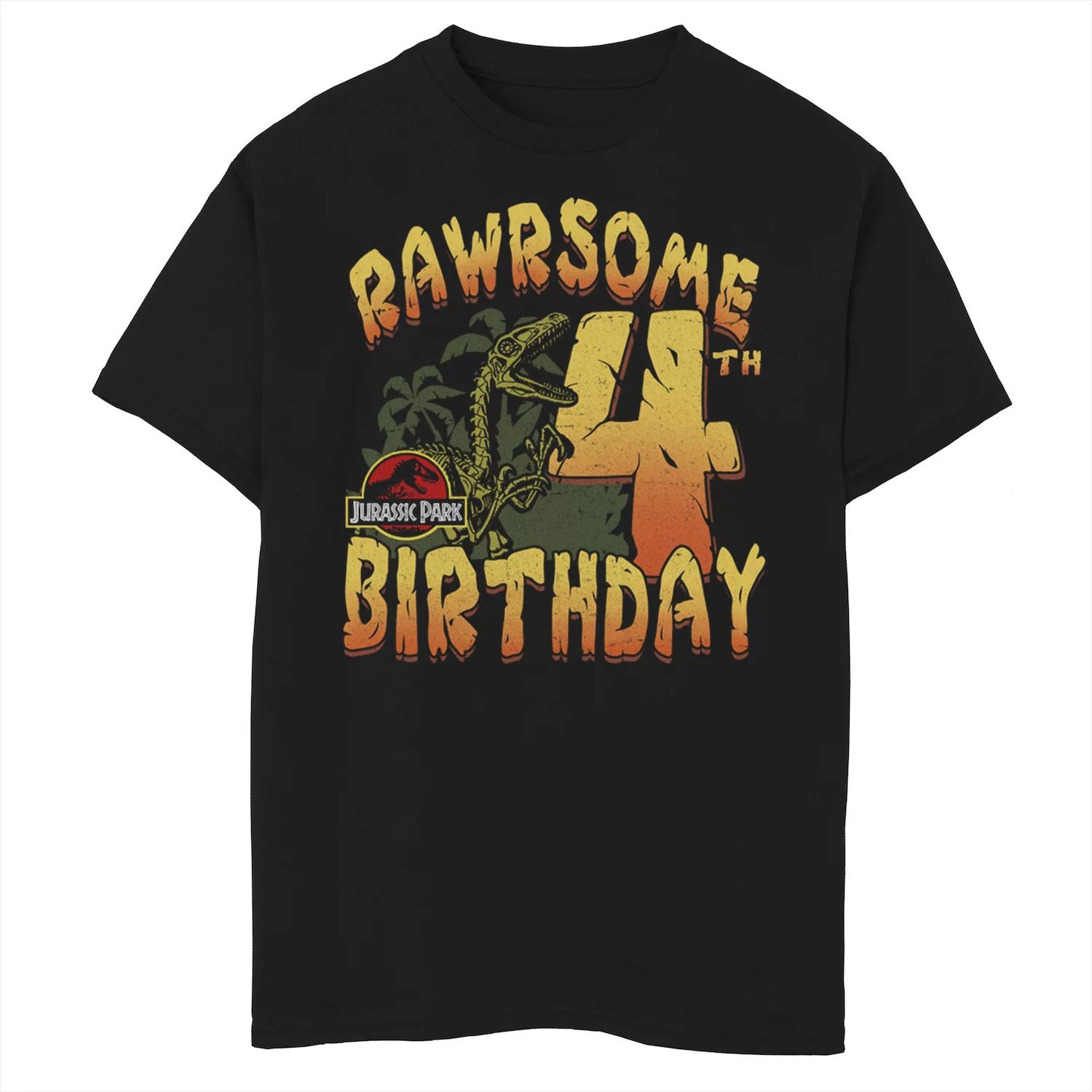 цена Футболка Rawrsome с рисунком на 4-й день рождения для мальчиков 8–20 лет Jurassic Park