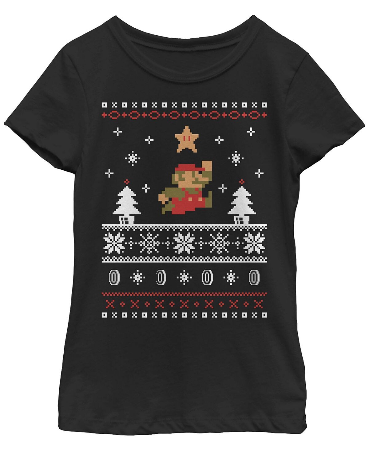 

Детская футболка Nintendo Ugly Christmas Mario Jump Star для девочек Fifth Sun