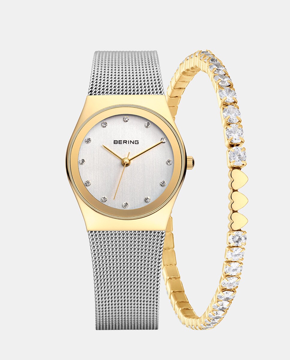 35 02 браслет из желтого золота с маркизами Classic 12927-001-GWP Автоматические женские часы со стальной сеткой Bering, серебро