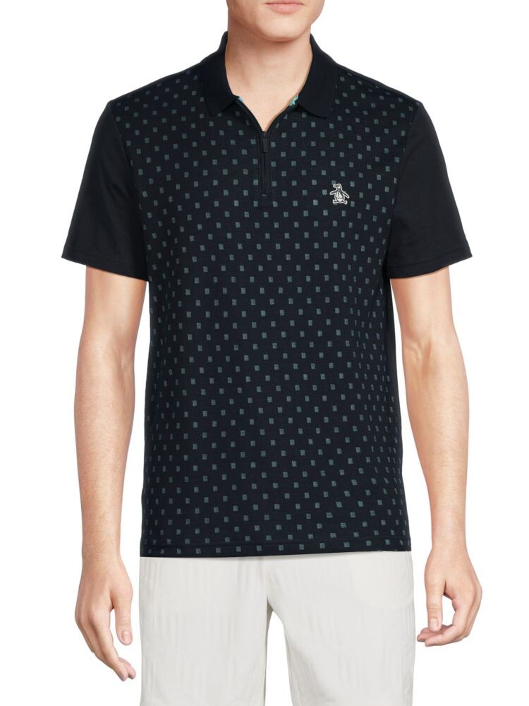 

Рубашка-поло с квадратной молнией в горошек Original Penguin, цвет Dark Sapphire