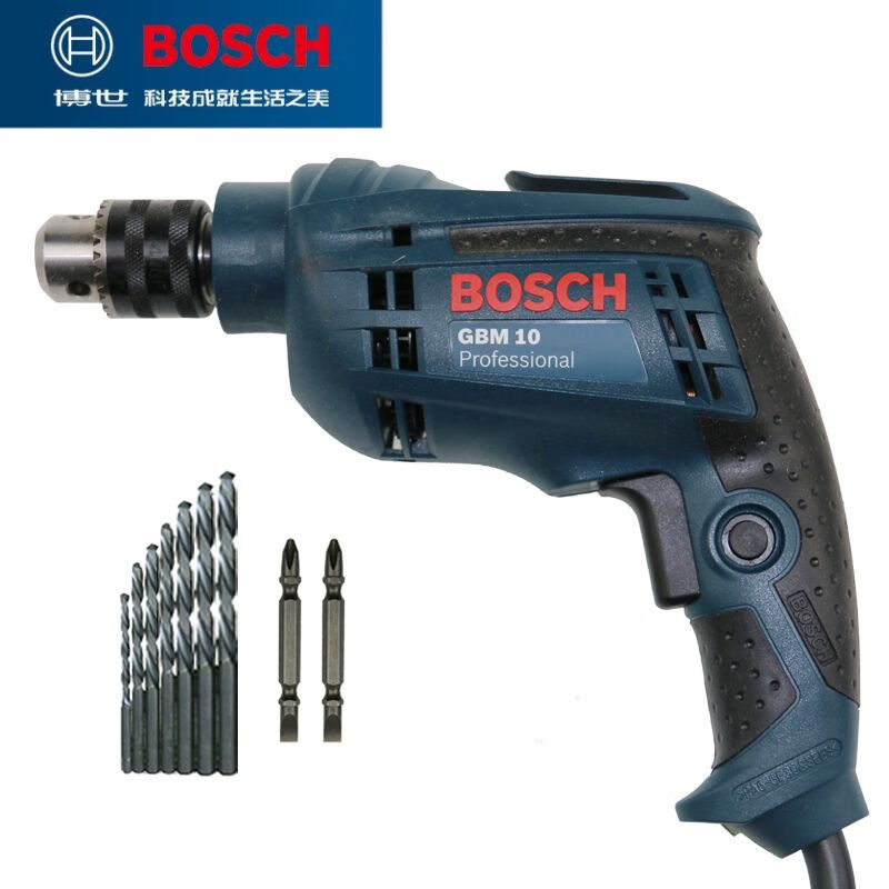 Дрель ручная Bosch GBM10 + сверла в комплекте