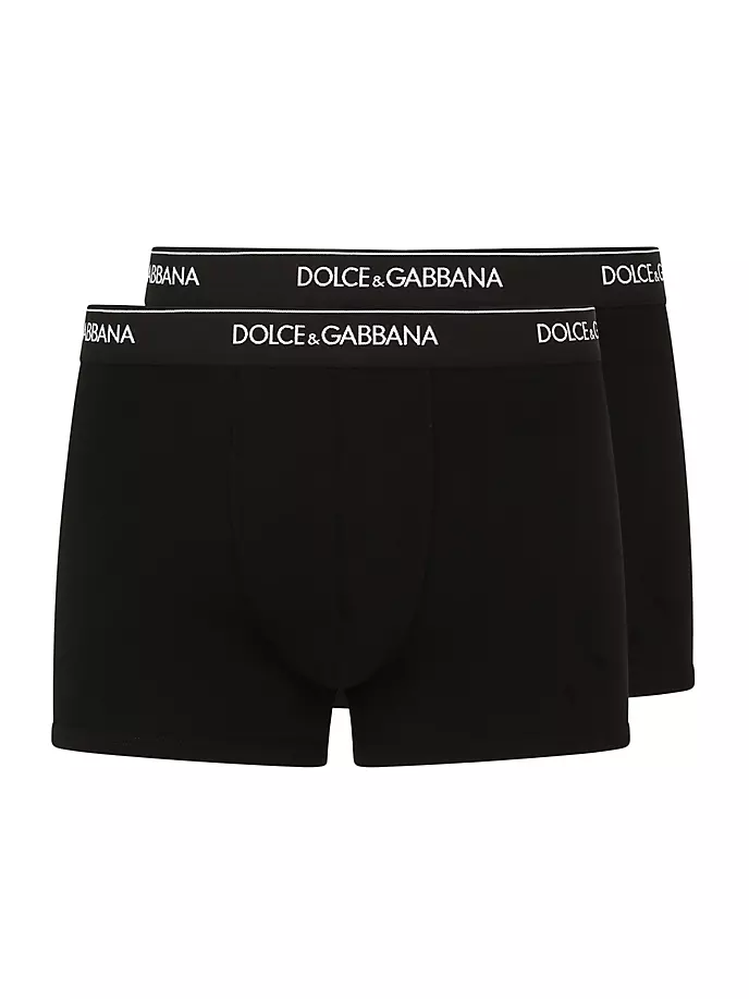 

Две пары боксеров из эластичного хлопка с поясом с логотипом Dolce&Gabbana, черный