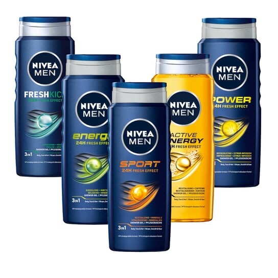

Набор мужских гелей для душа, 5х500 мл Nivea Men