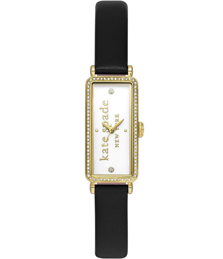 Женские аналоговые часы Kate Spade New York Rosedale с черным кожаным ремешком, черный