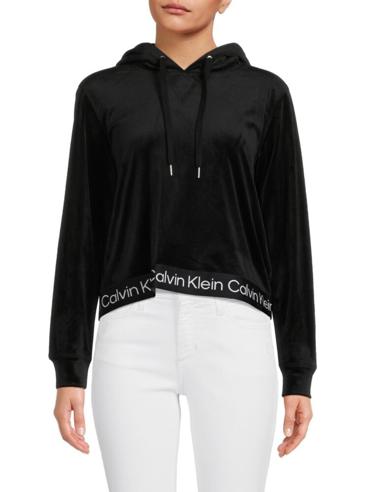 

Бархатная толстовка с логотипом Calvin Klein, черный
