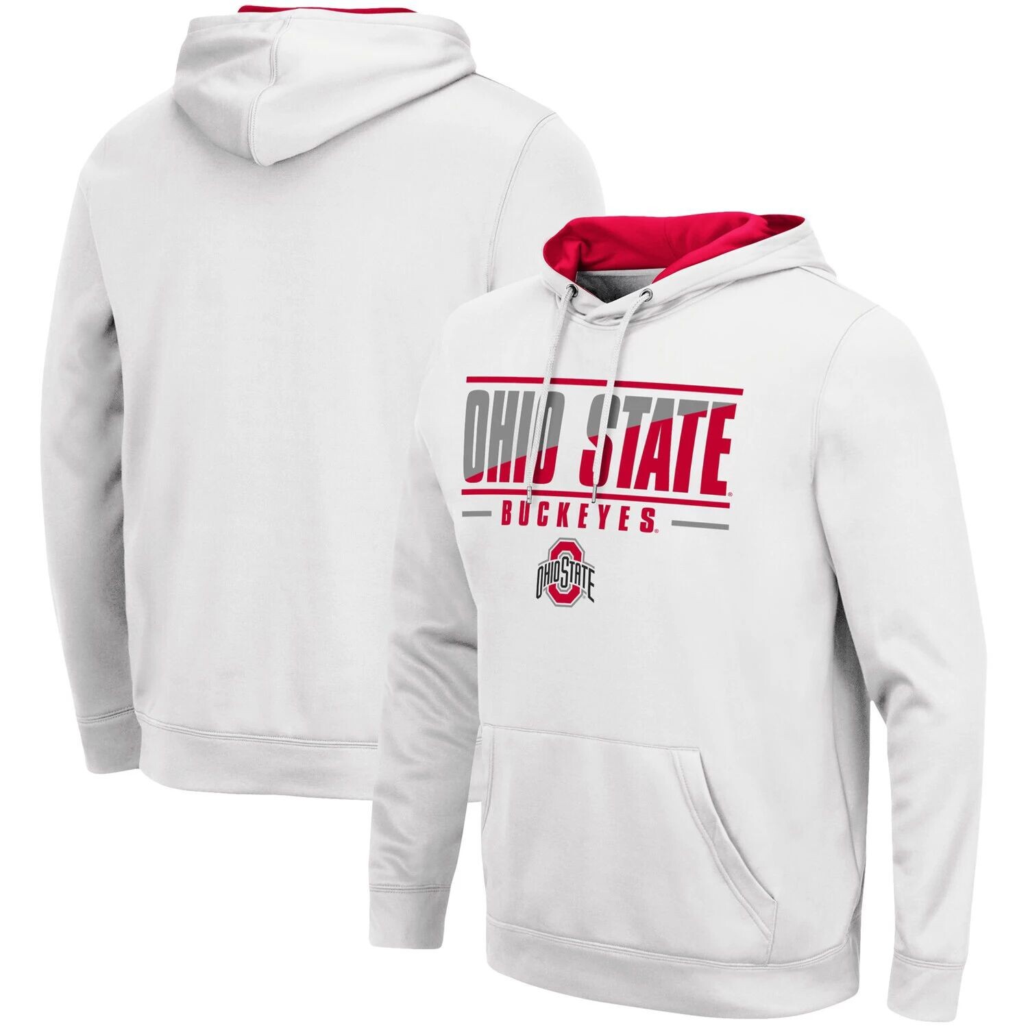 

Мужской белый пуловер с капюшоном Ohio State Buckeyes Slash Stack 2.0 Colosseum