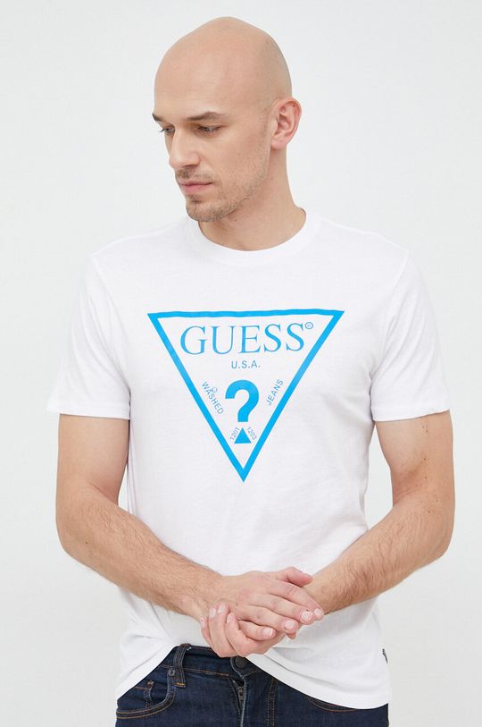 Хлопковая футболка Guess, белый