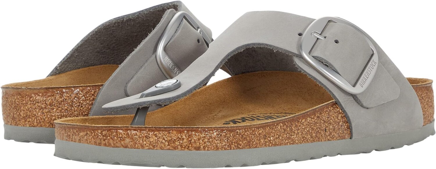 

Шлепанцы Gizeh Big Buckle - Nubuck Leather Birkenstock, цвет Dove Gray Nubuck