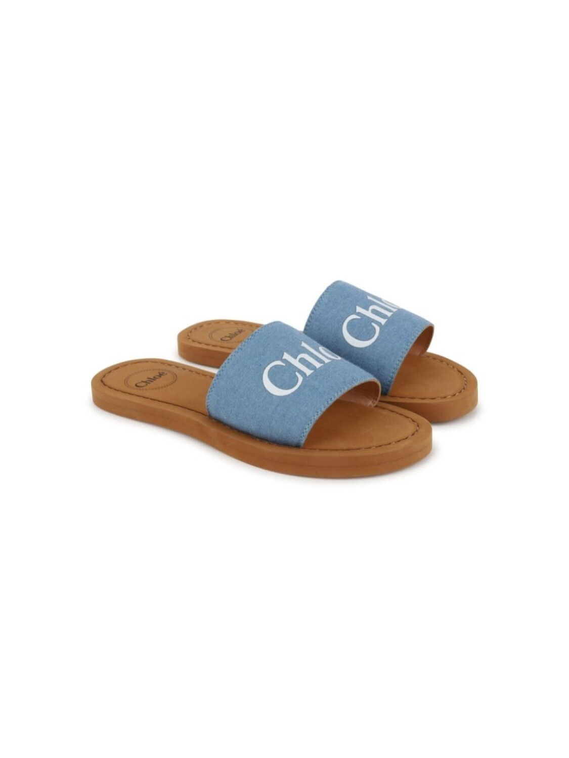 

Chloé Kids шлепанцы Aqua с логотипом, синий