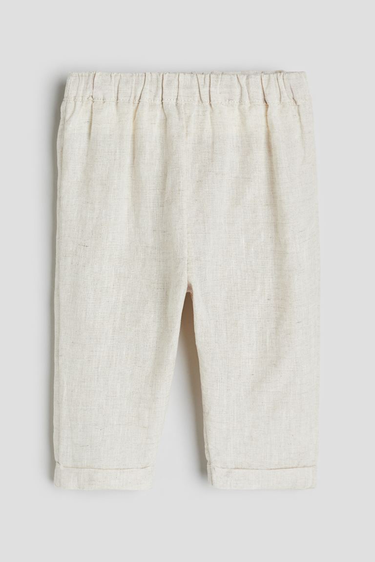 Льняные брюки H&M, бежевый