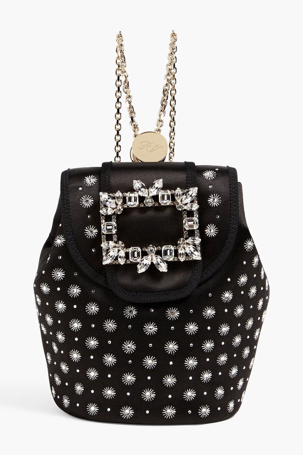 

Атласный рюкзак RV Broche с декором ROGER VIVIER, черный