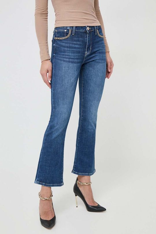 Джинсы Guess, синий расклешенные джинсы с высокой щиколоткой h