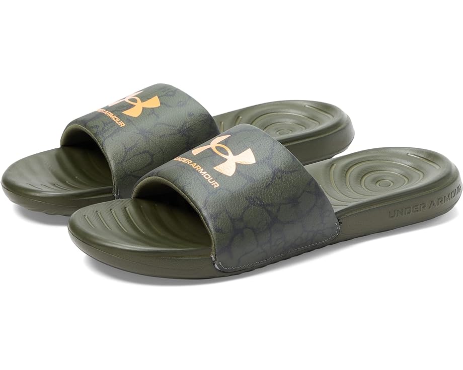 

Сандалии Under Armour Ansa Fix Slides, цвет Marine OD Green/Marine OD Green/Orange Blast