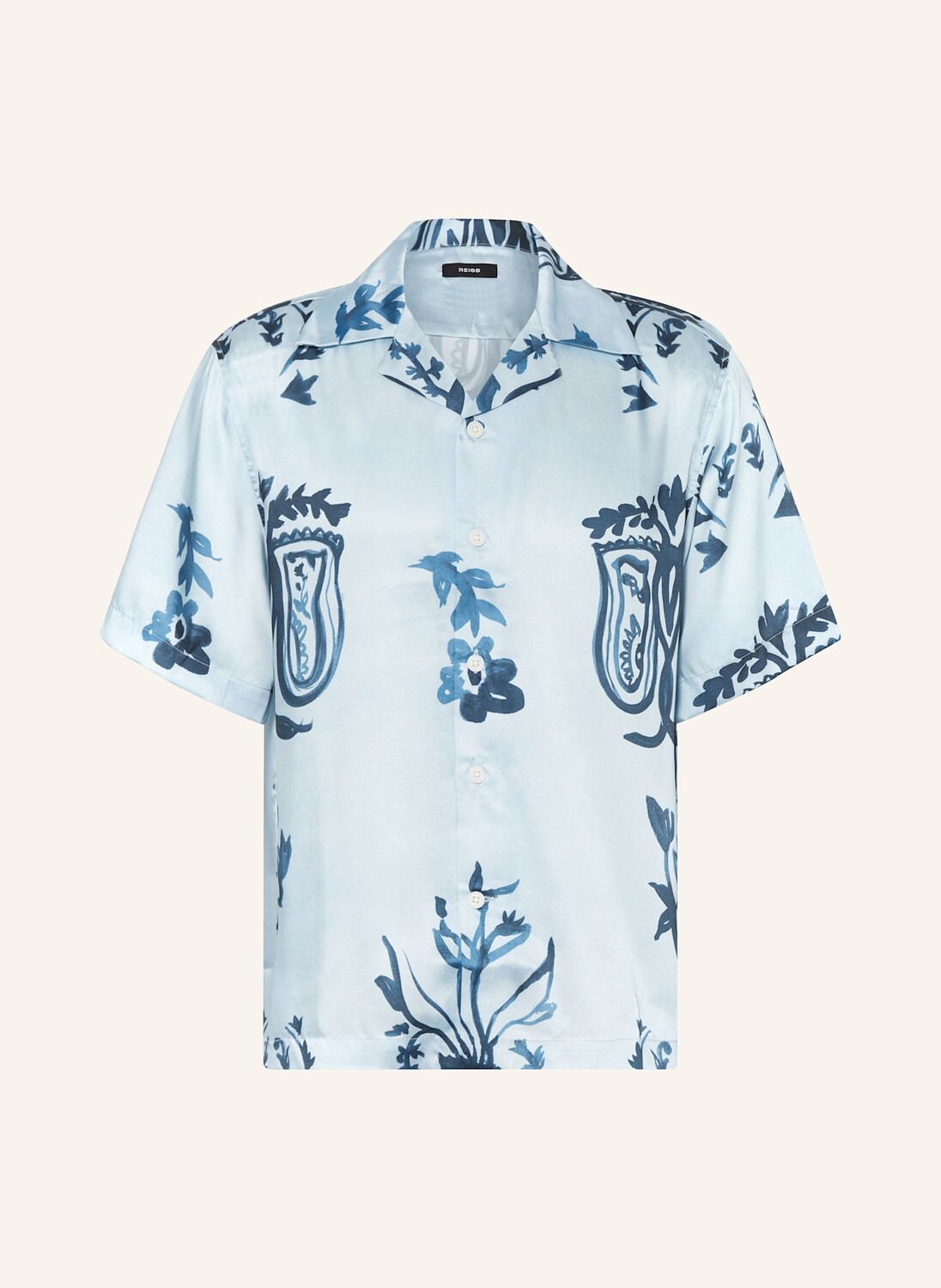 

Курортная рубашка babylon comfort fit из атласа REISS, цвет HELLBLAU/BLAU
