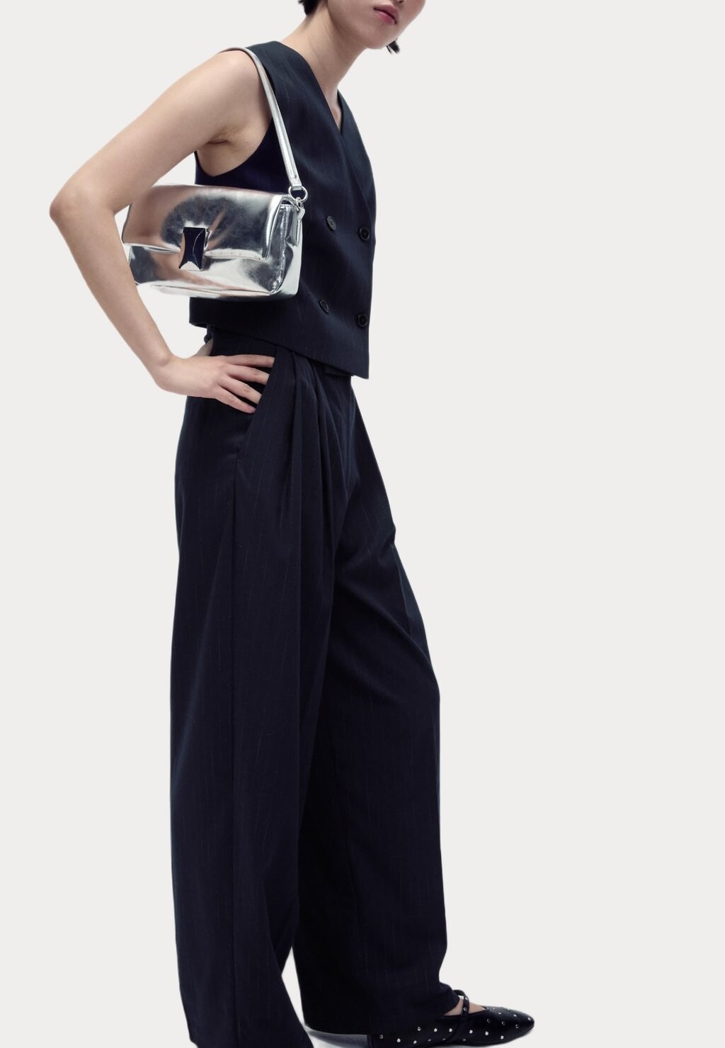 

Брюки PINSTRIPE WIDE LEG Marks & Spencer, цвет Mottled Dark Blue