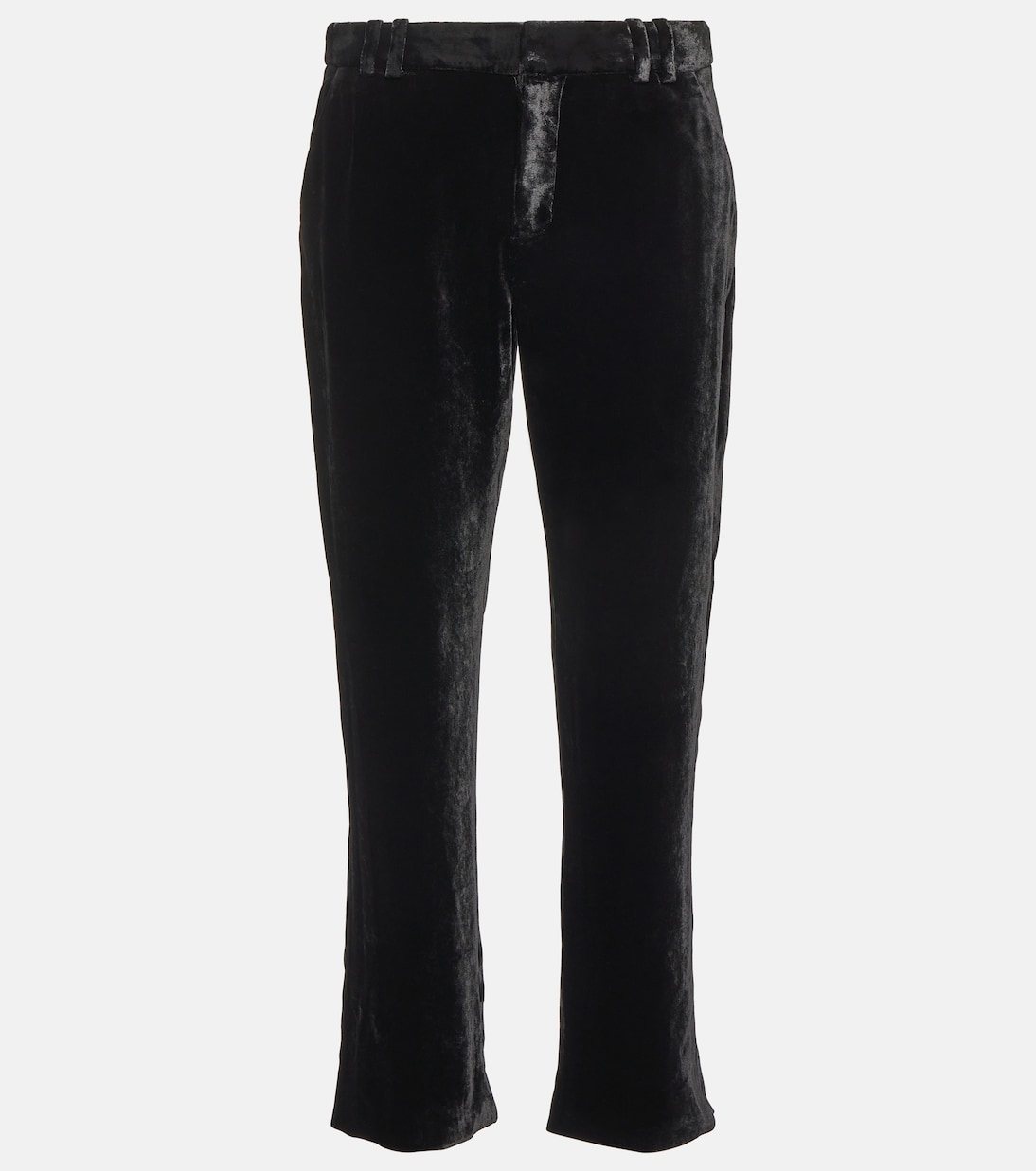 Укороченные бархатные брюки Balmain, черный