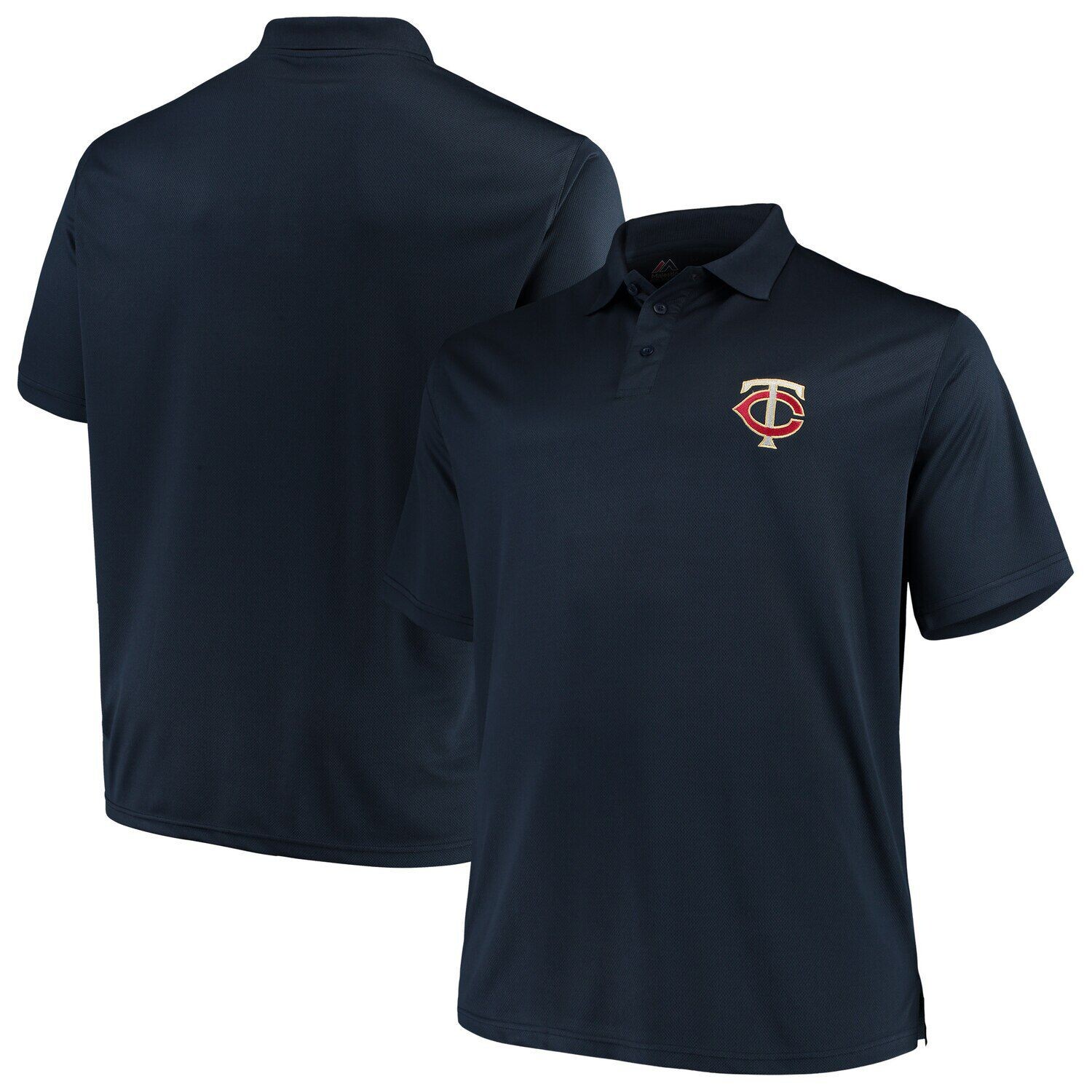 

Мужская однотонная рубашка-поло Majestic Navy Minnesota Twins Big & Tall Birdseye Fanatics