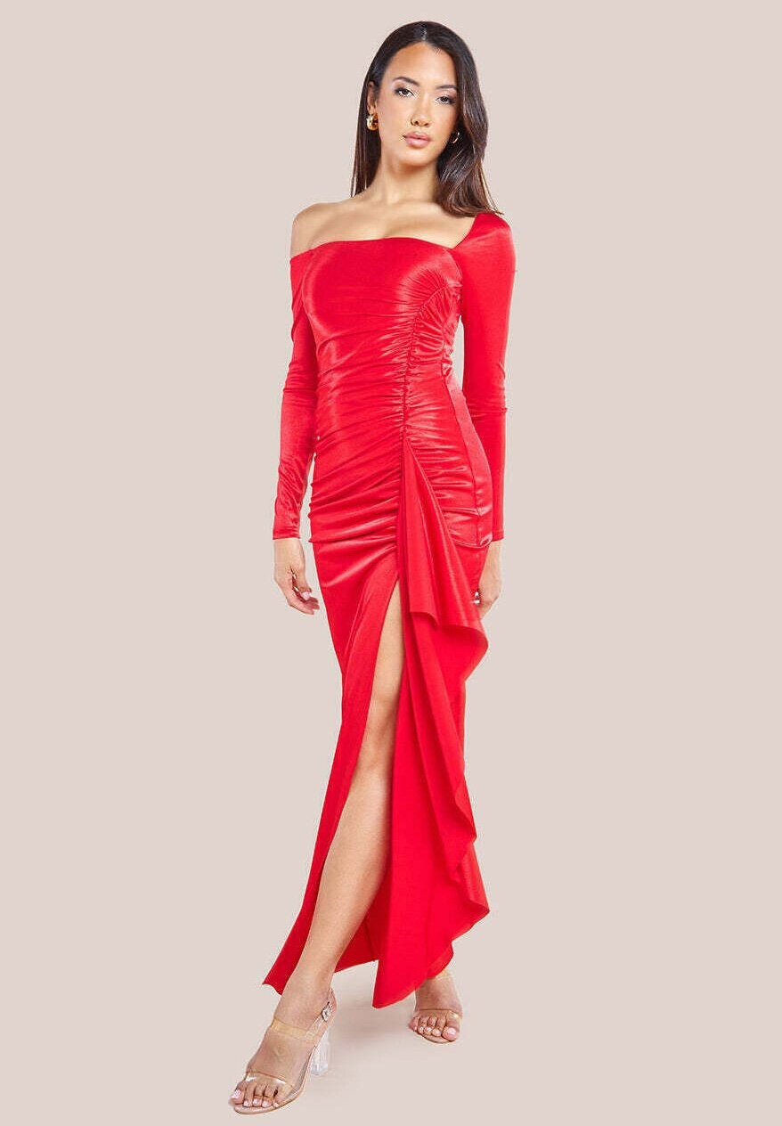 

Праздничная одежда One Shoulder Split Goddiva, красная