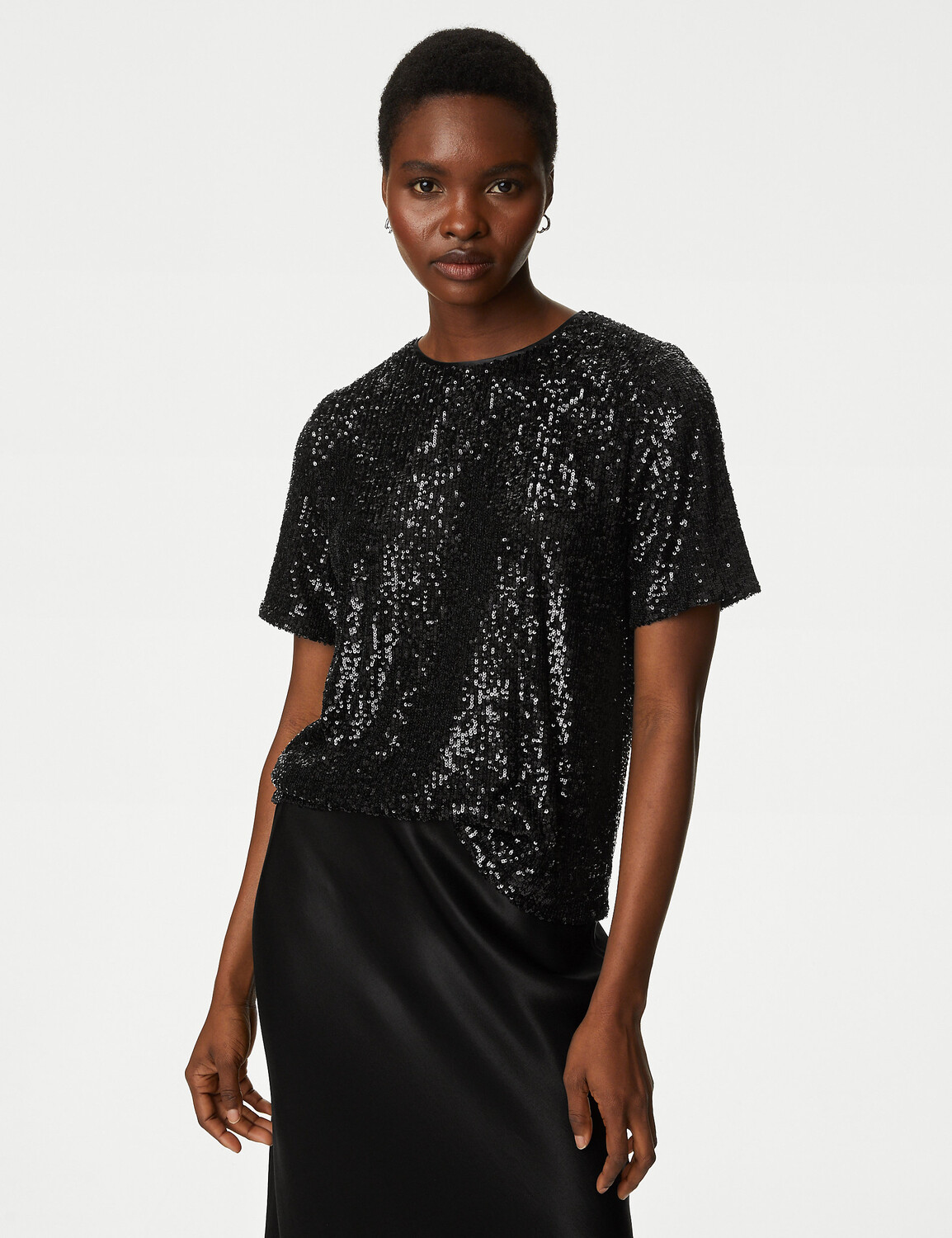 

Топ с пайетками Marks & Spencer, черный