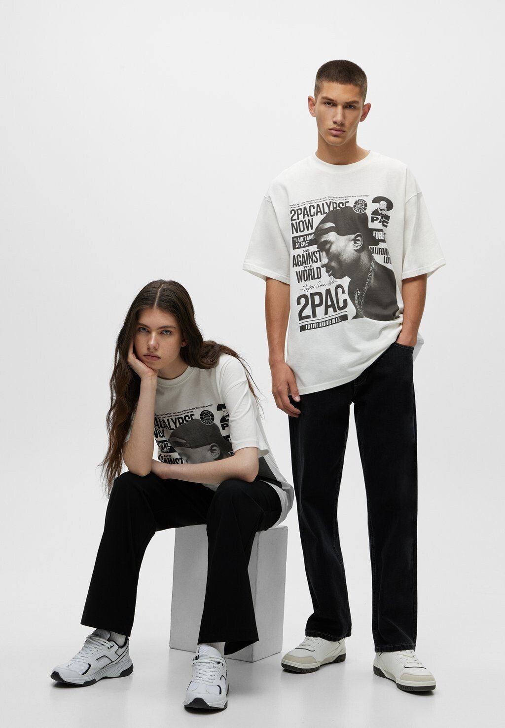 

Футболка с принтом PULL&BEAR, Серый