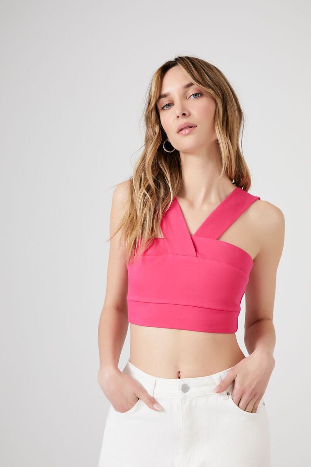 

Укороченный топ с перекрещиванием Forever 21, розовый
