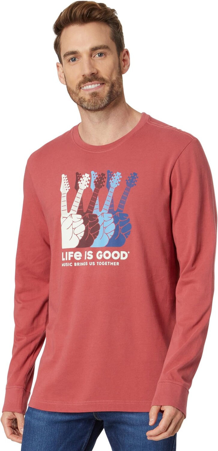 

Футболка Music Peace Guitars с длинными рукавами Crusher Life is Good, цвет Faded Red