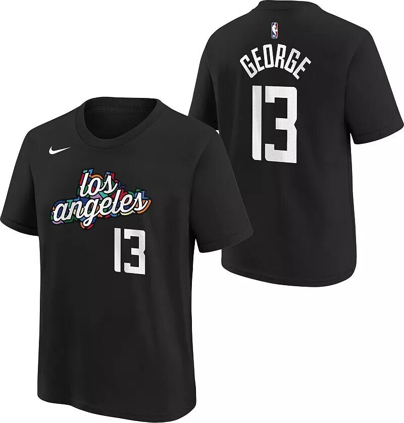 

Черная хлопковая футболка Nike Youth 2022-23 City Edition Los Angeles Clippers Paul George #13