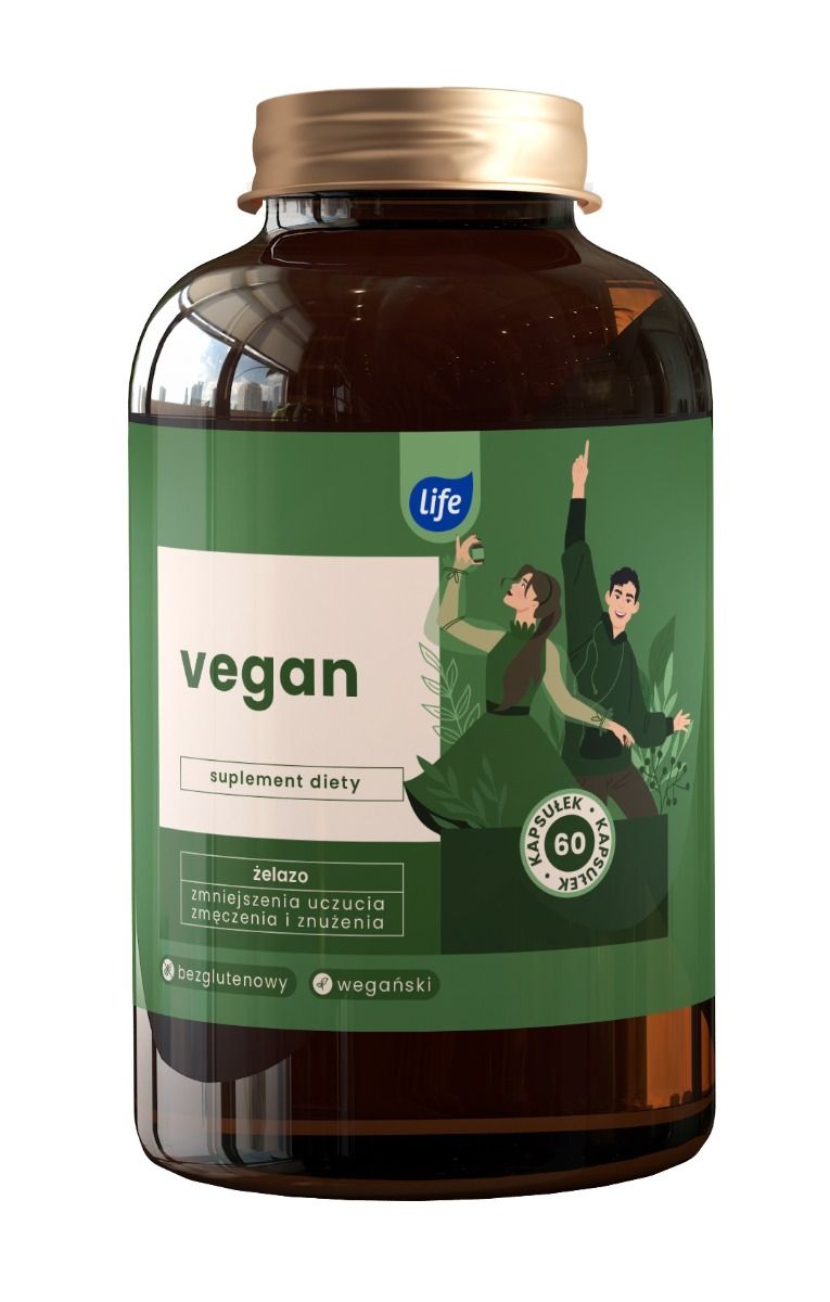 Препарат, содержащий железо и ингредиенты, улучшающие его всасывание Life Premium Vegan, 60 шт