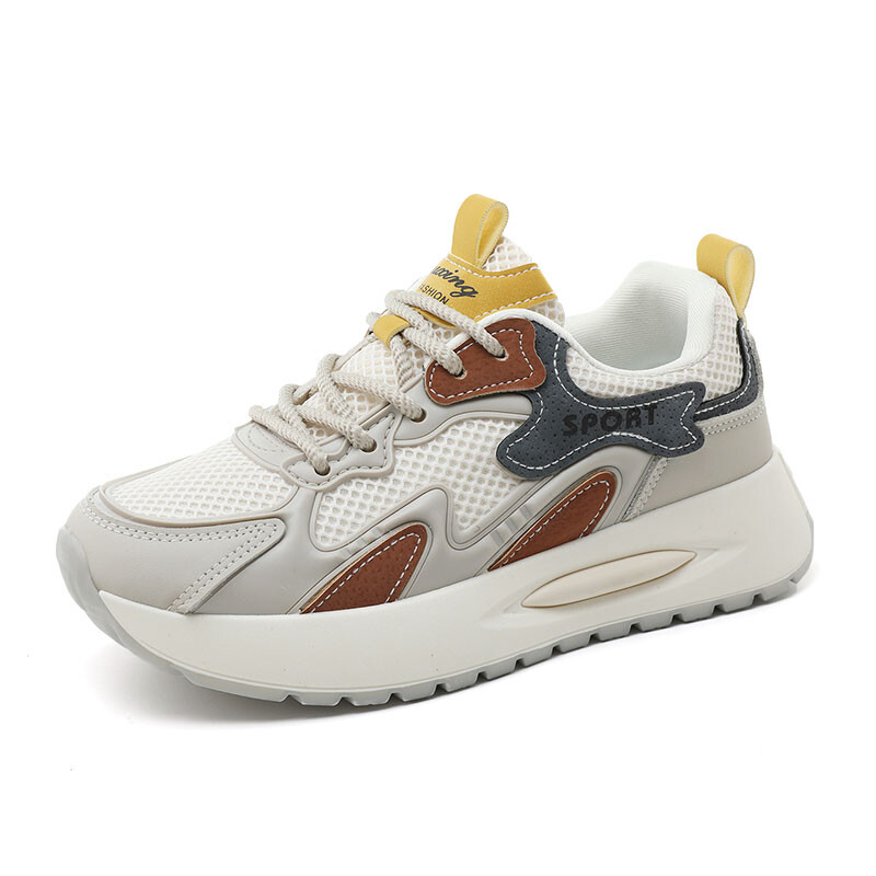 

Кроссовки женские толстые низкие Jimixiong, бежевый/красный