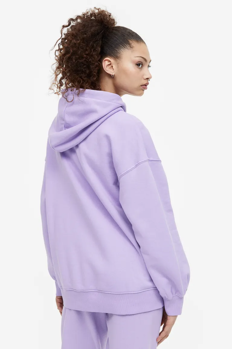 

Объемный топ с капюшоном и молнией H&M, фиолетовый