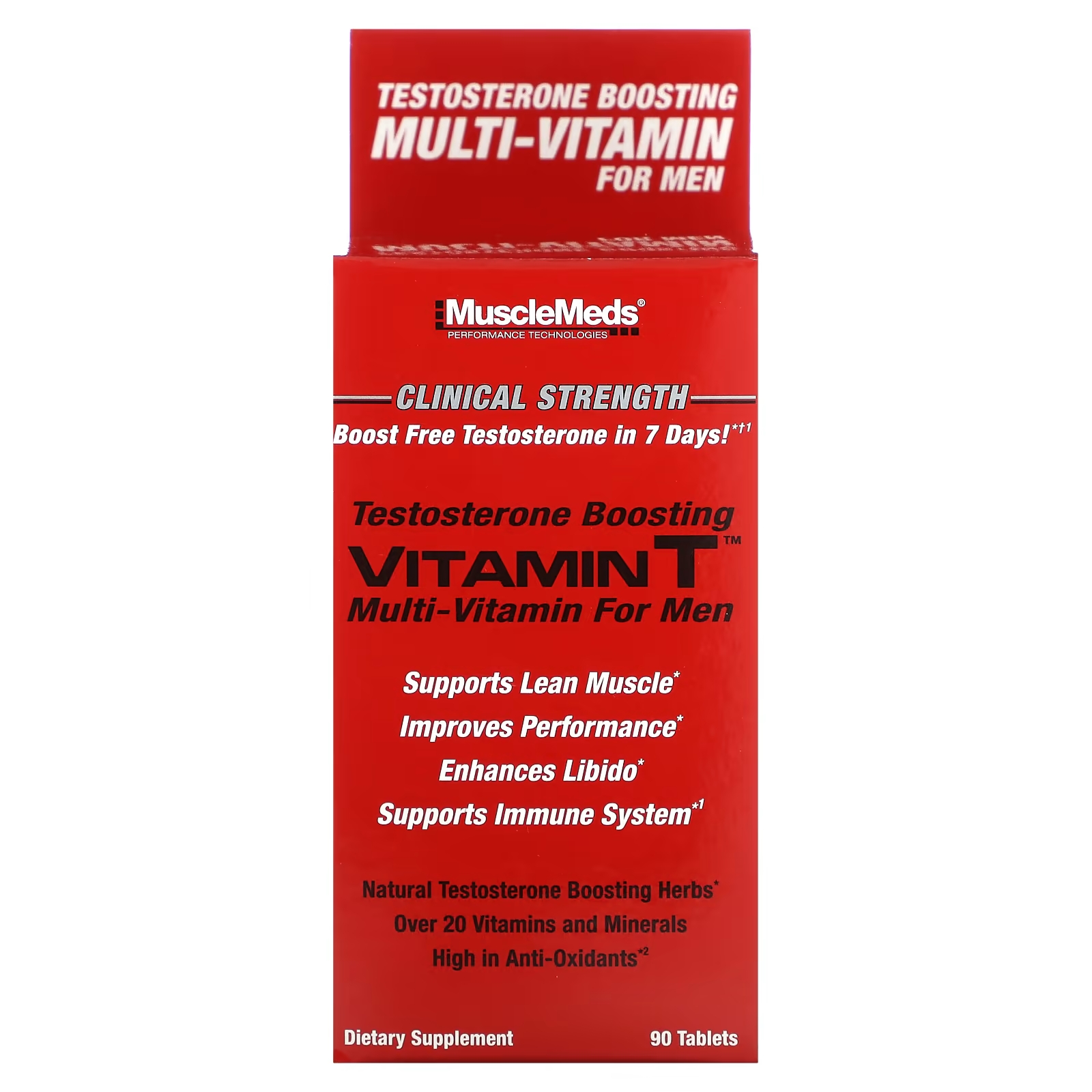 Мультивитамин для повышения тестостерона с витамином Т MuscleMeds, 90 таблеток витамины антиоксиданты минералы awochactive куркумин