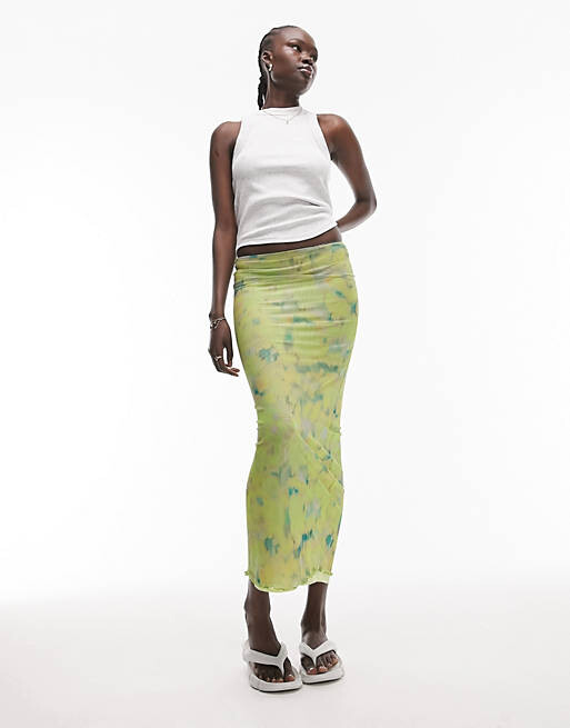 

Желтая юбка миди с отделкой пико Topshop Tall