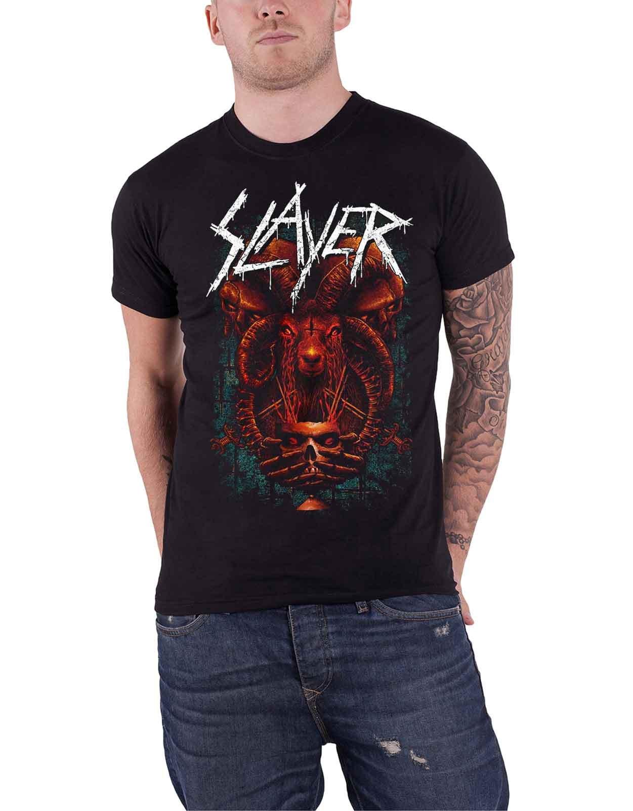 Предлагая футболку с головой барана Slayer, черный