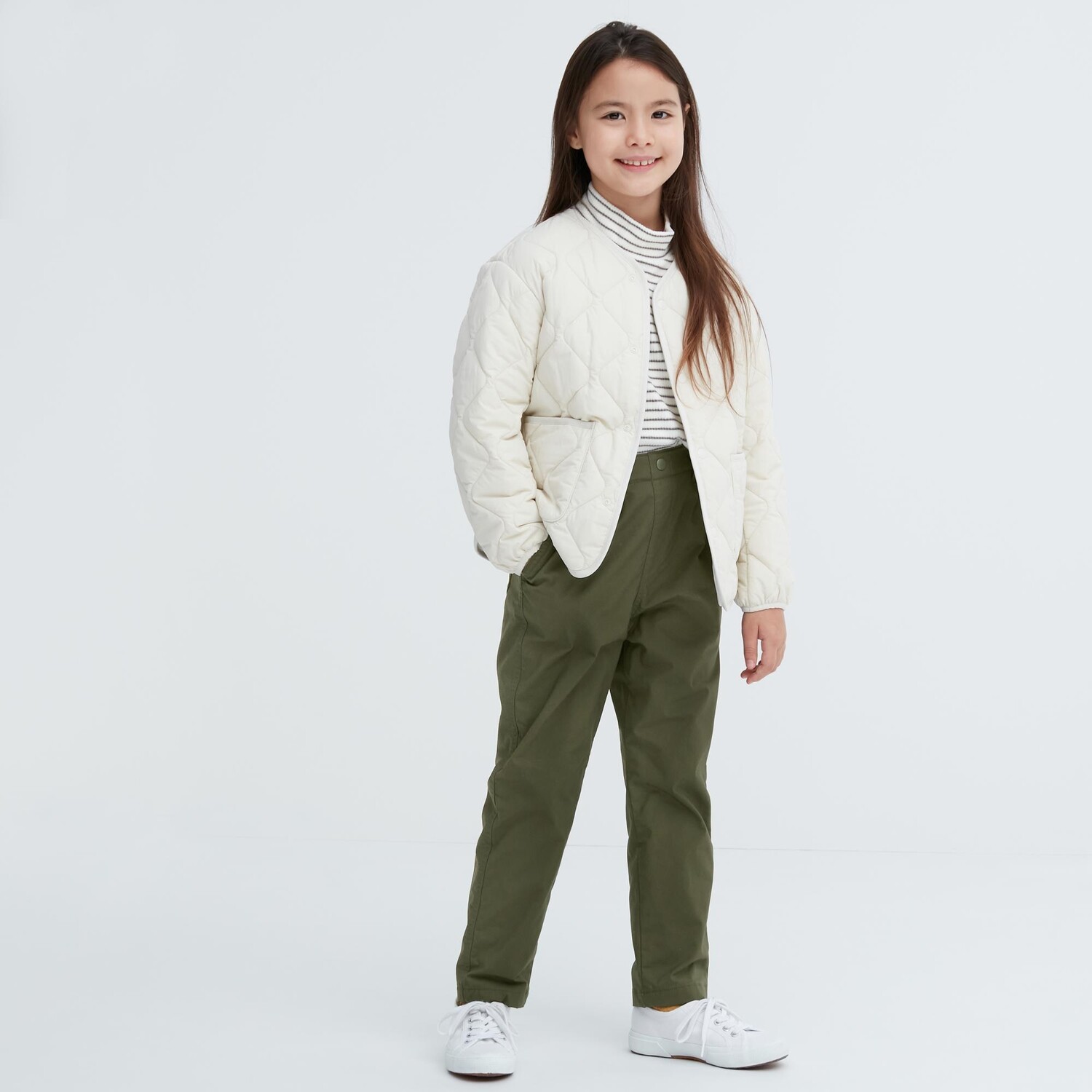 

Эластичные теплые брюки Uniqlo Kids, оливковый