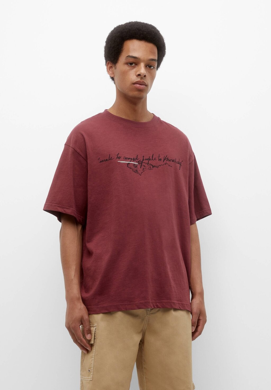 

Футболка с принтом PULL&BEAR, бордовый, Красный
