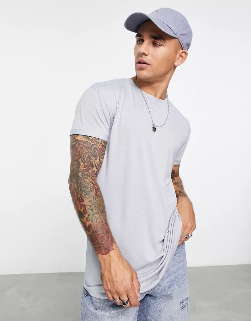 

Длинная серая футболка Topman