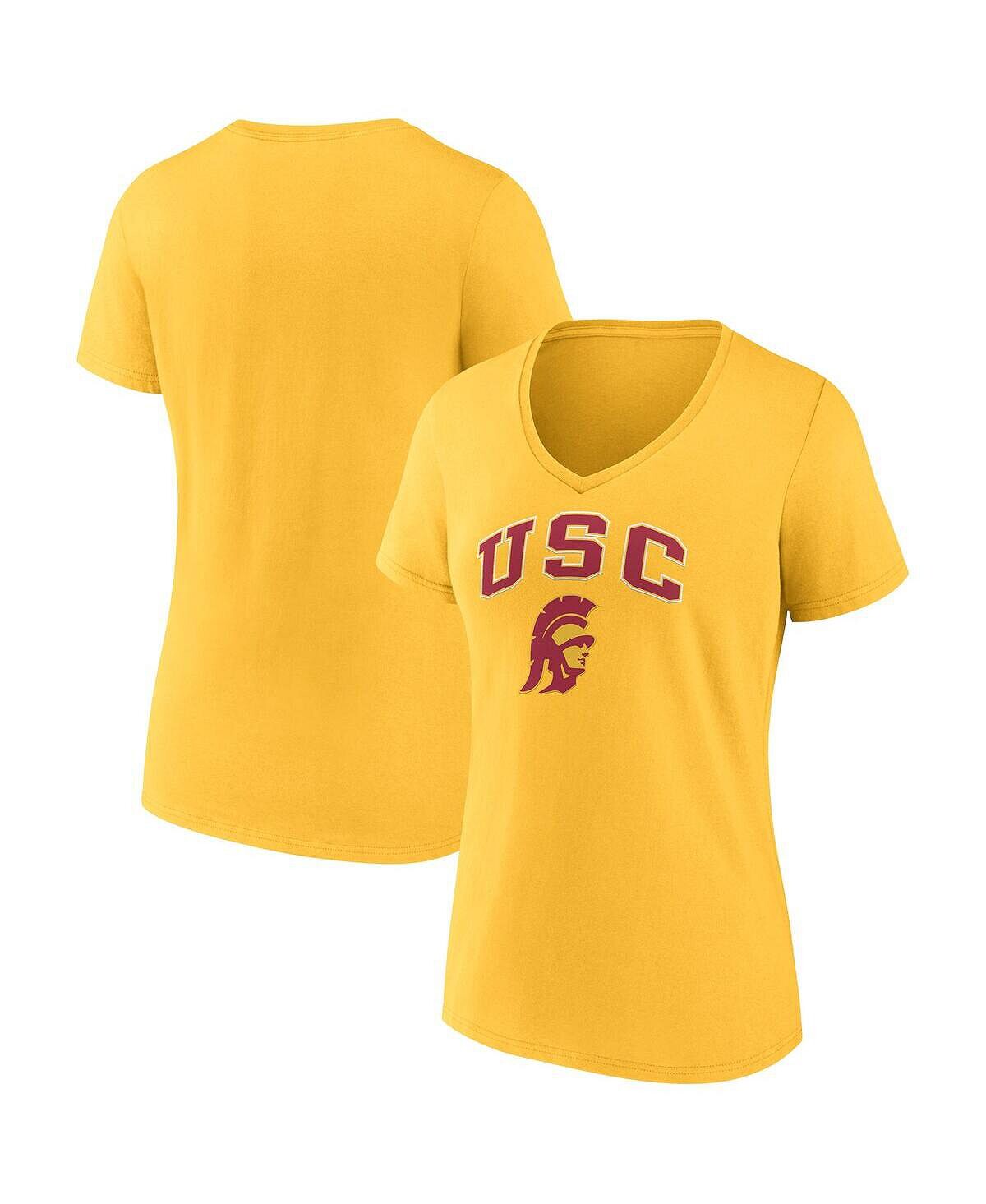 

Женская золотая футболка с v-образным вырезом и логотипом USC Trojans Evergreen Campus Fanatics, золотой, Желтый