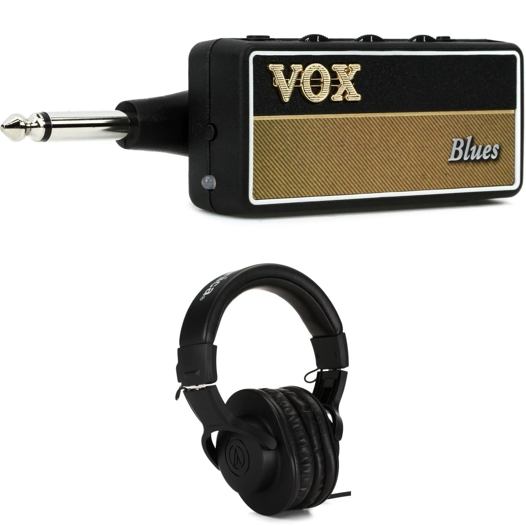 

Новый гитарный усилитель для наушников Vox amPlug 2 Blues и наушники Audio-Technica ATH-M20x