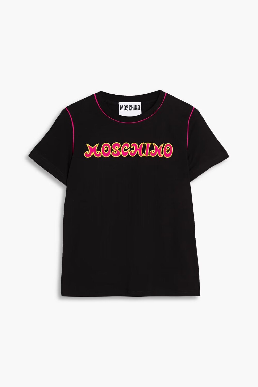 

Футболка из хлопкового джерси с вышивкой Moschino, черный