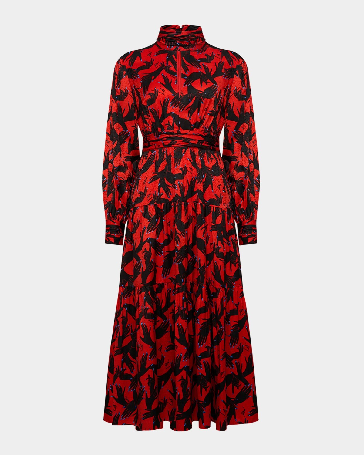 

Многоярусное жаккардовое платье миди Sai с принтом вручную Diane Von Furstenberg, цвет Stage Hands Red