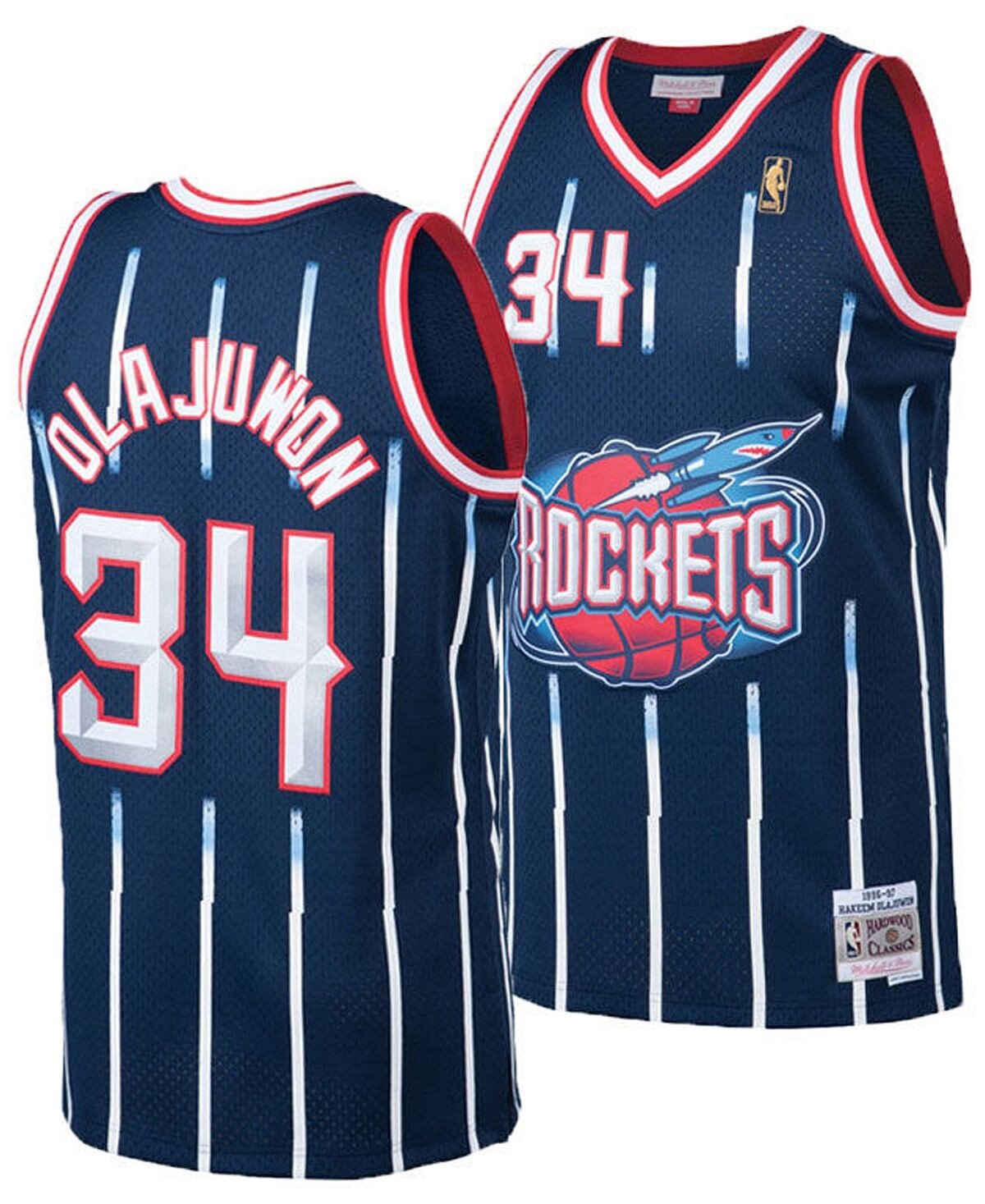 

Классическая майка Swingman из твердой древесины Big Boys Хаким Оладжувон Хьюстон Рокетс Mitchell & Ness
