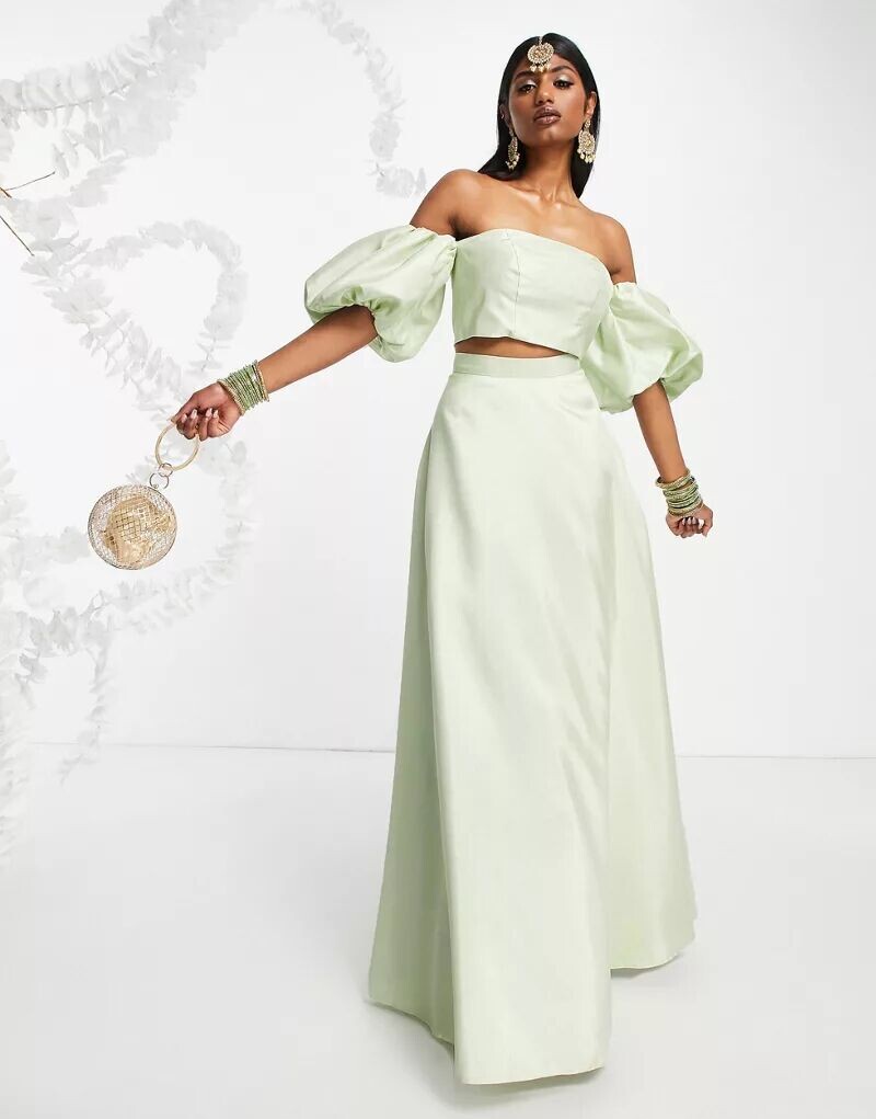 

Синяя атласная юбка lehenga ASOS