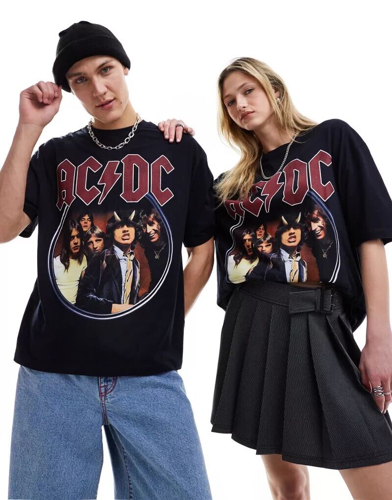 

Черная футболка унисекс свободного кроя с графическим принтом AC/DC ASOS