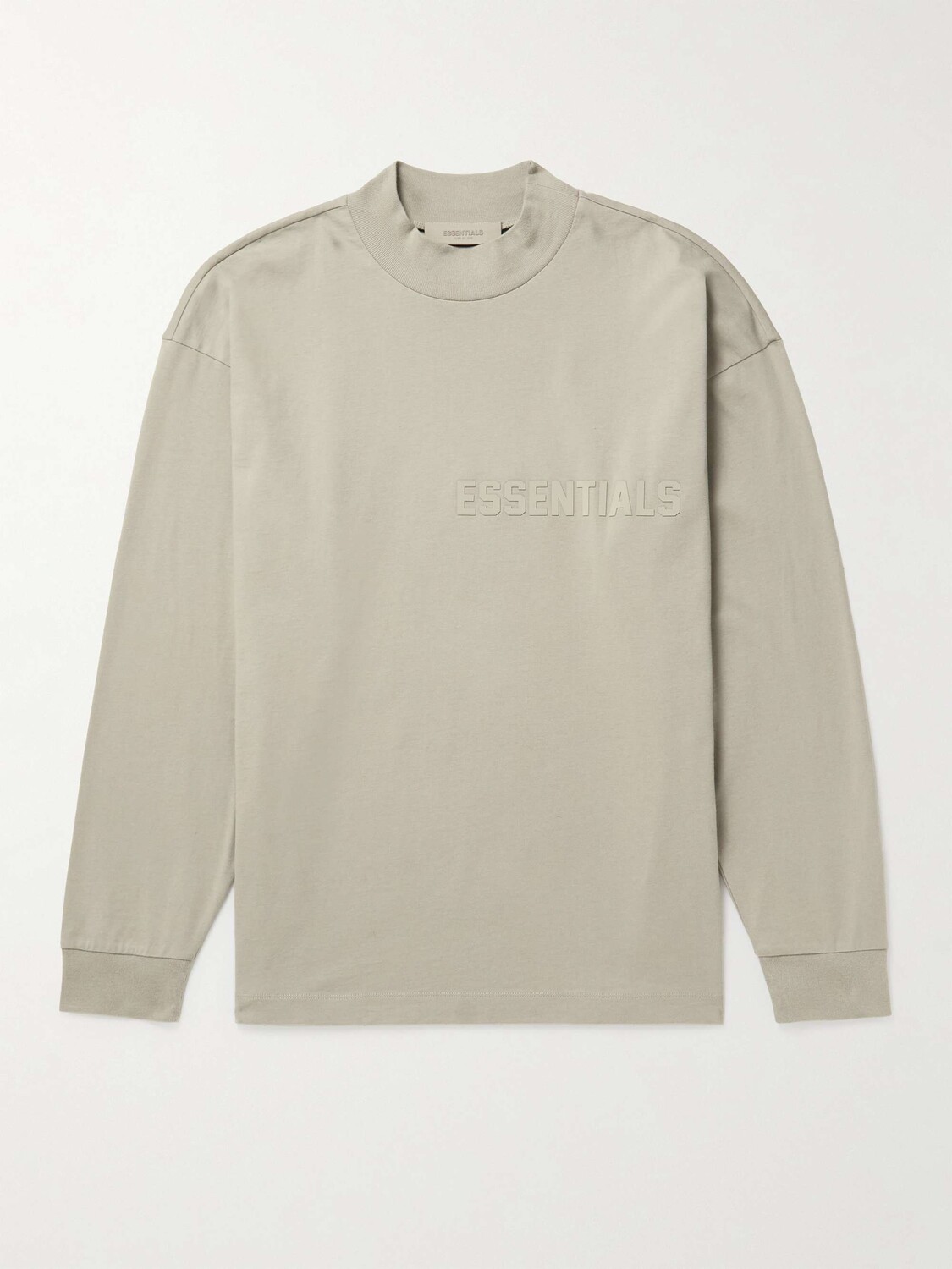 

Футболка с воротником из хлопкового джерси и аппликацией логотипа FEAR OF GOD ESSENTIALS, серый