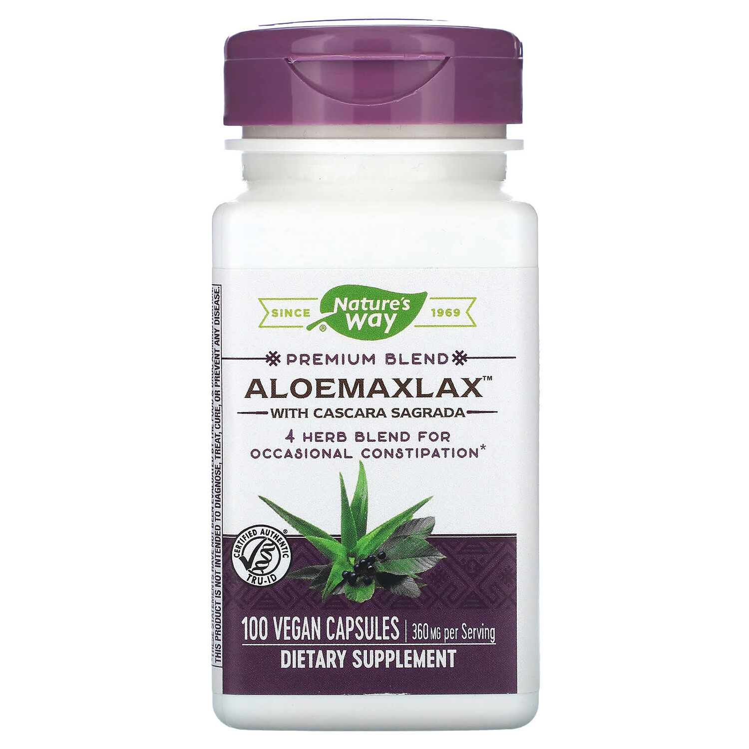 

AloeMaxLax с каскарой, 360 мг, 100 веганских капсул, Nature's Way