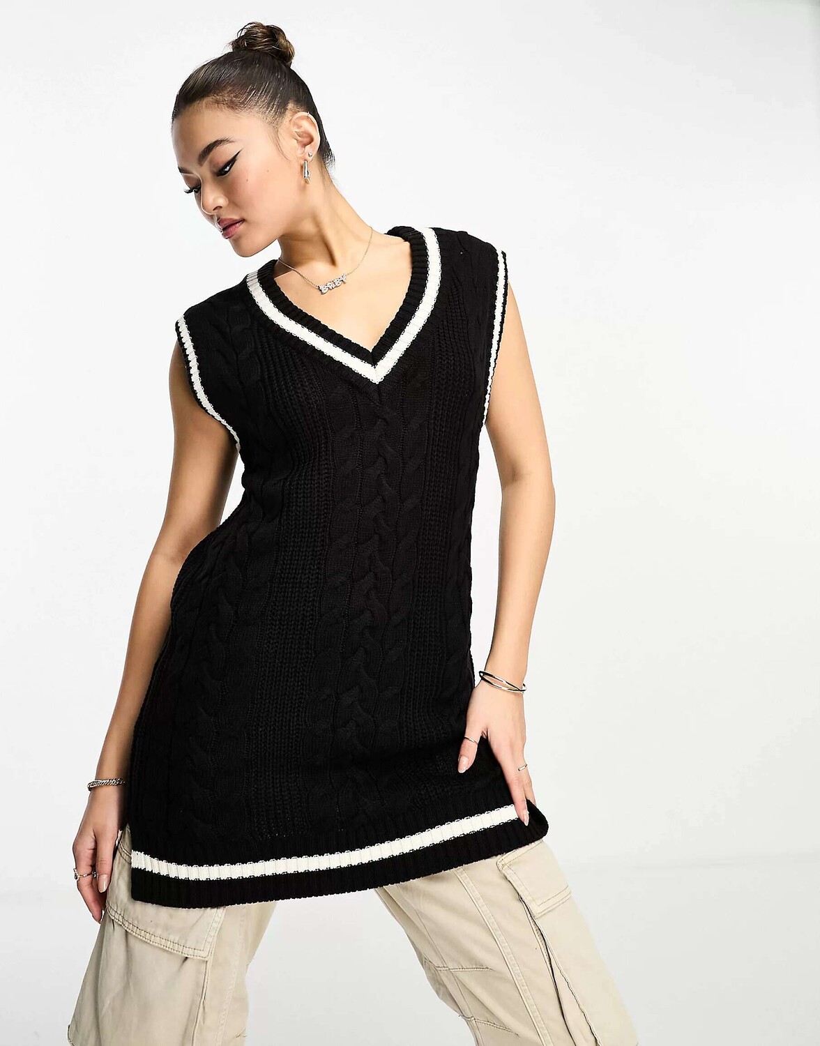 

Черный вязаный жилет с узором Threadbare Charlie