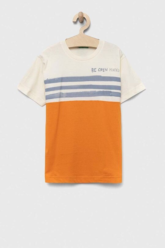 

Детская хлопковая футболка United Colors of Benetton, бежевый